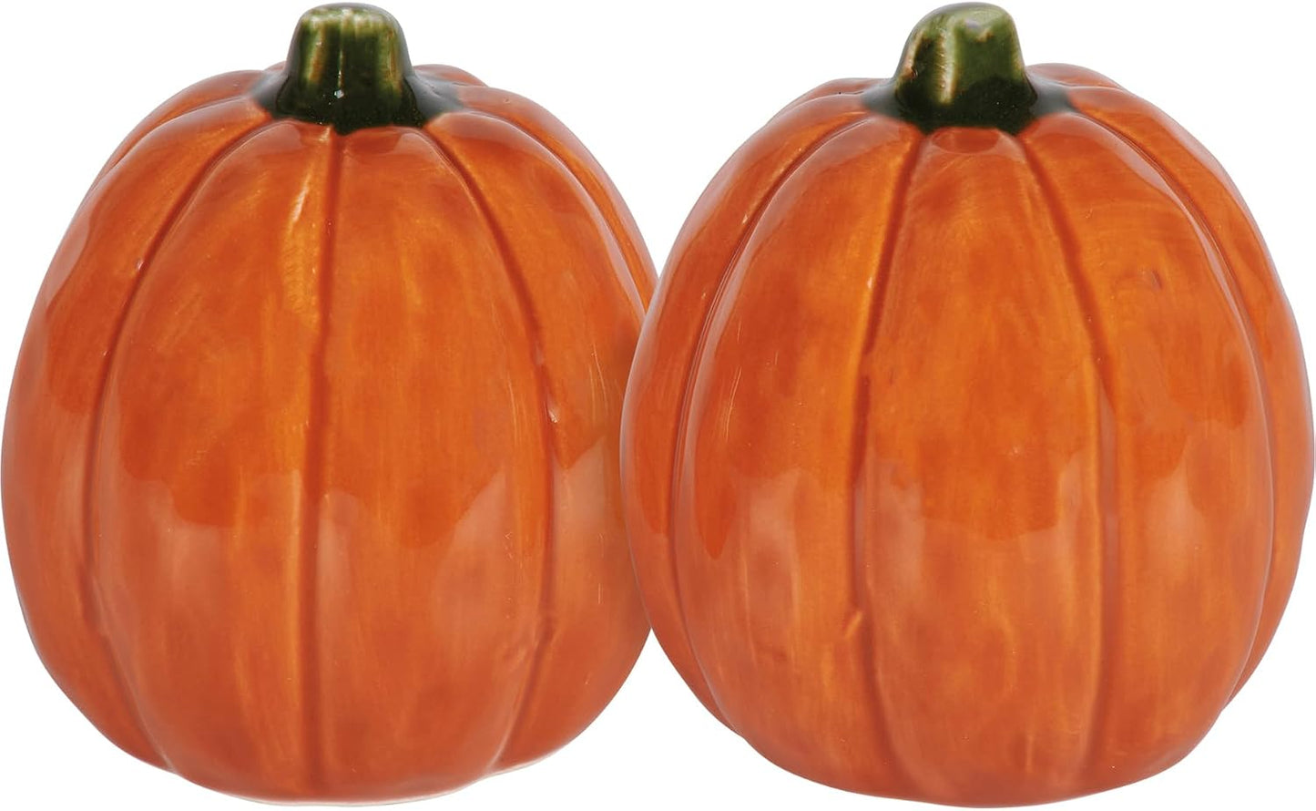 Set 2 Saleros Pimenteros Cerámica Calabaza Naranja 2.25pulg