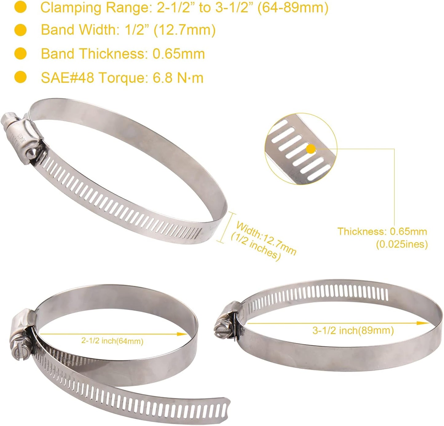 Abrazaderas manguera acero inox 3pulg set 10 SAE 48
