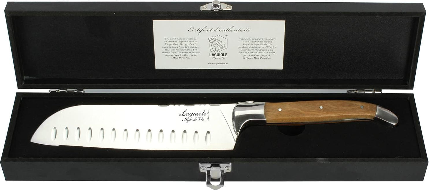 Cuchillo Santoku lujo 6.7pulg madera olivo