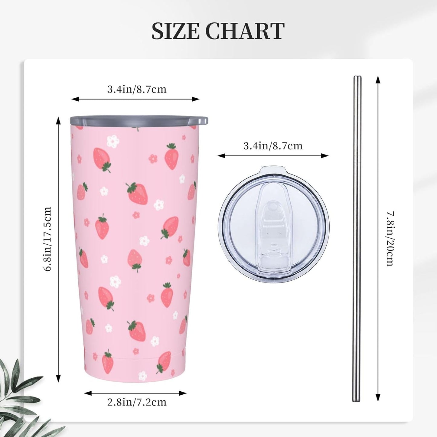 Vaso acero inox 20oz con tapa y pajita regalo hombre mujer