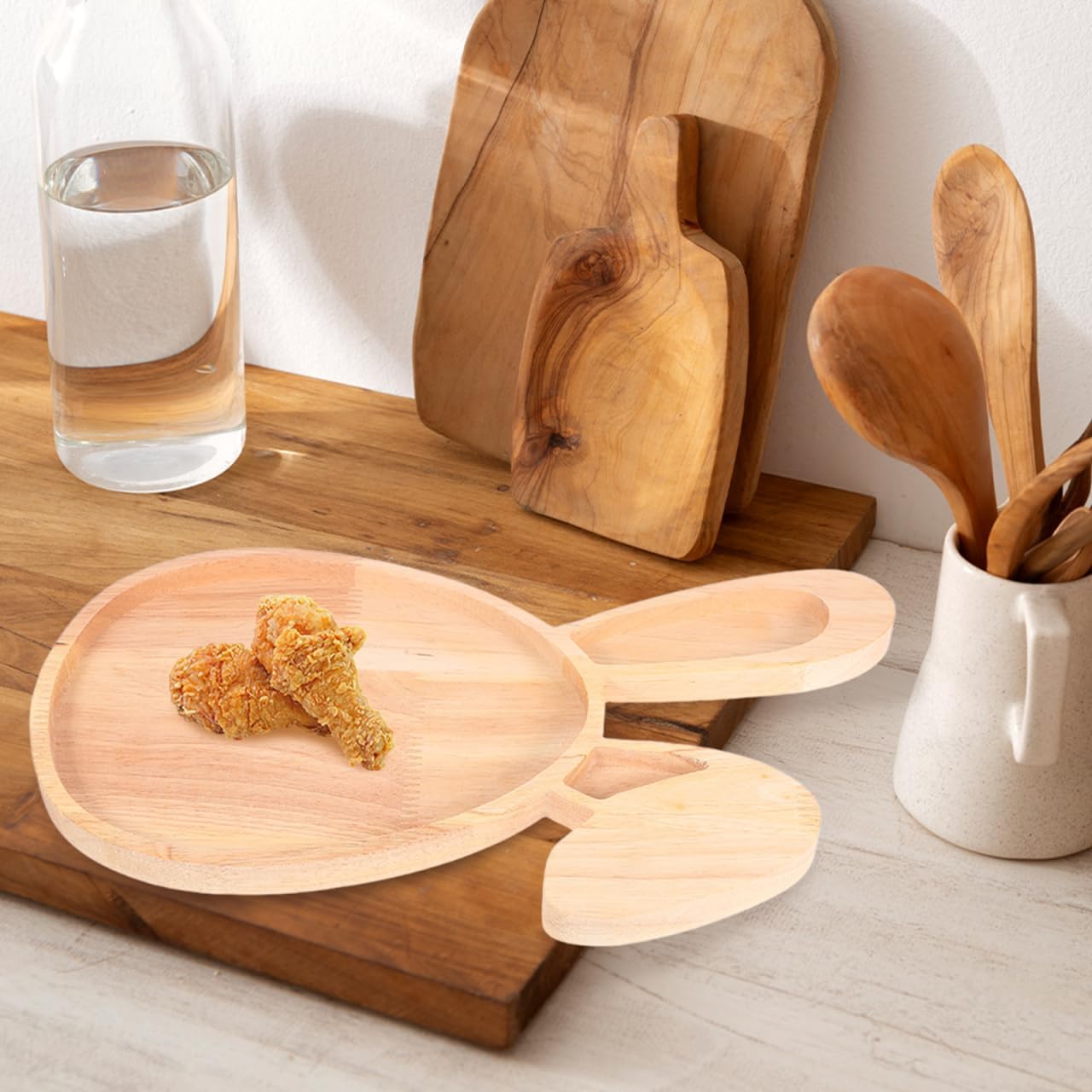 Platos madera para servir conejitos Pascua y fiestas