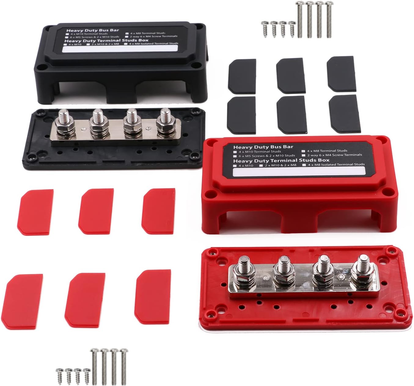 Barra colectora 12V-48V 300A 4 postes M8 para automotriz