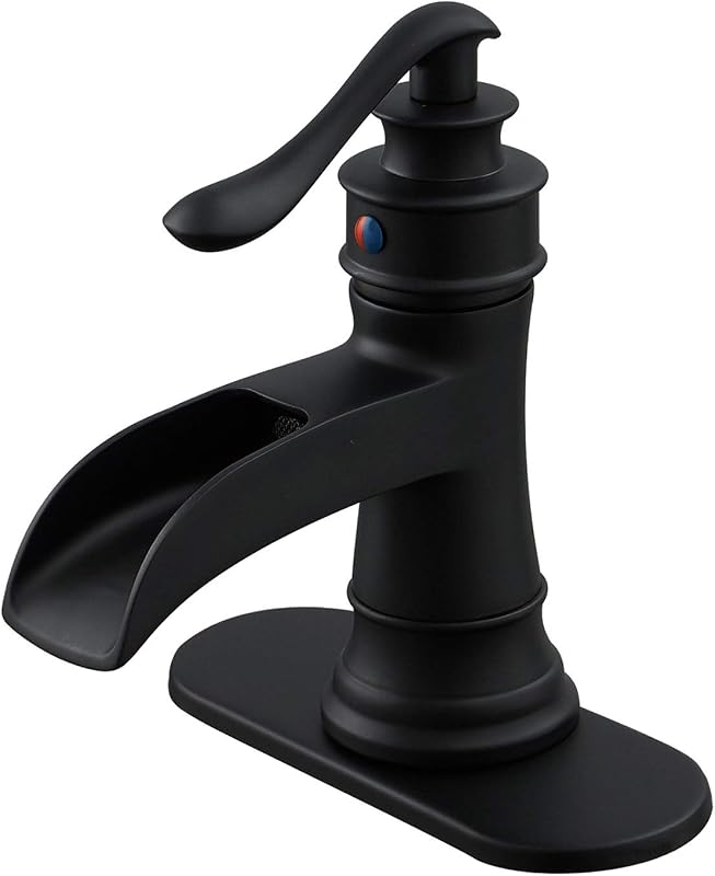 Grifo baño negro mate cascada estilo granja un solo agujero