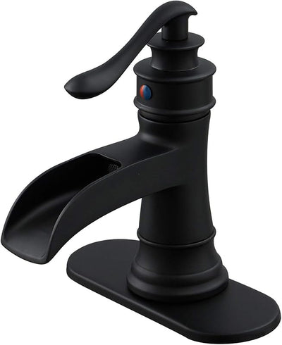 Grifo baño negro mate cascada estilo granja un solo agujero