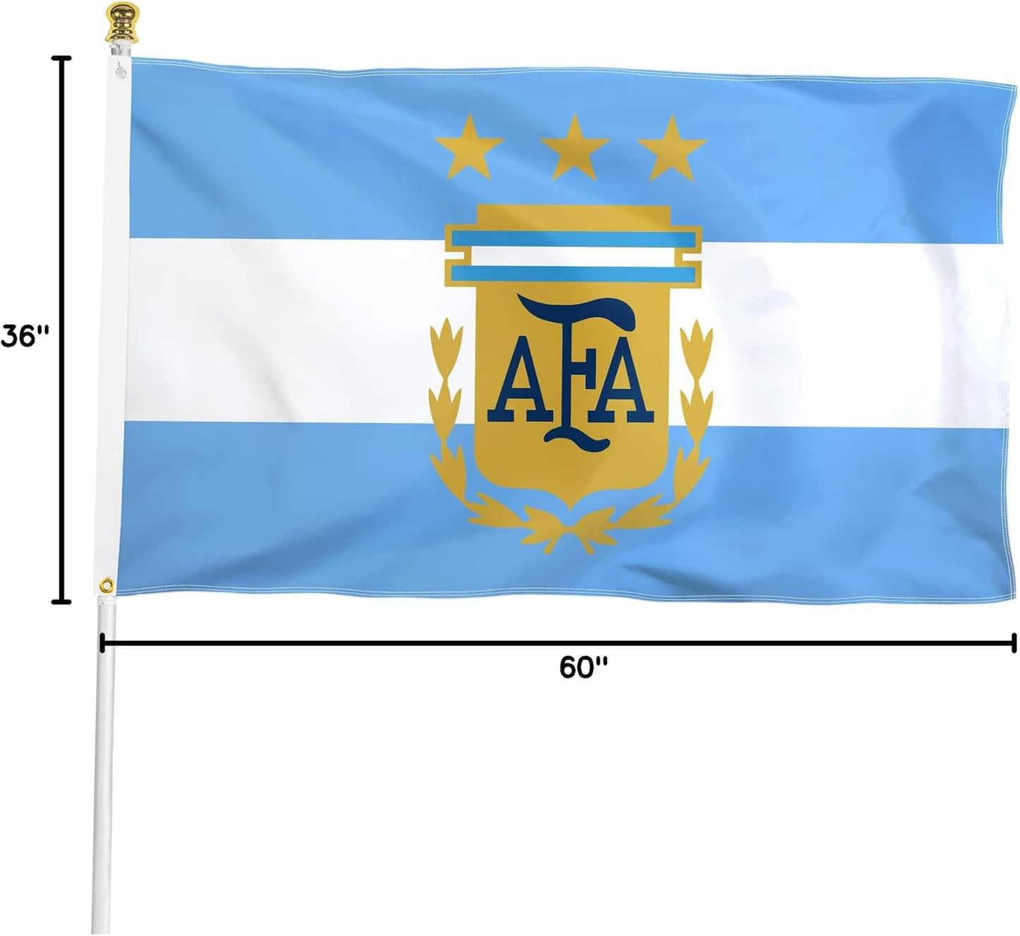 Bandera Argentina 3x5ft 3 estrellas poliéster ojales latón