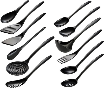 Juego 12 Utensilios Melamina Negro