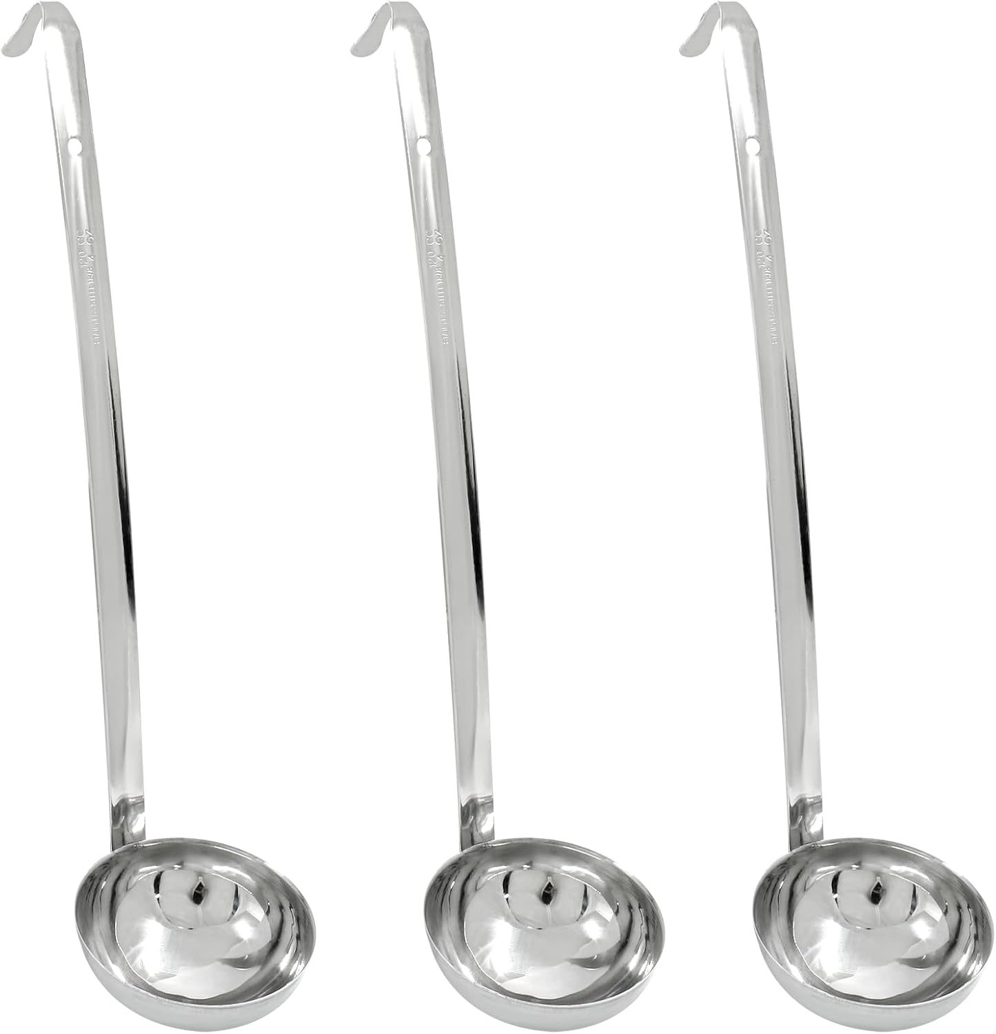 Set 3 Pzas Cucharón Acero Inox 4oz con Mango Largo