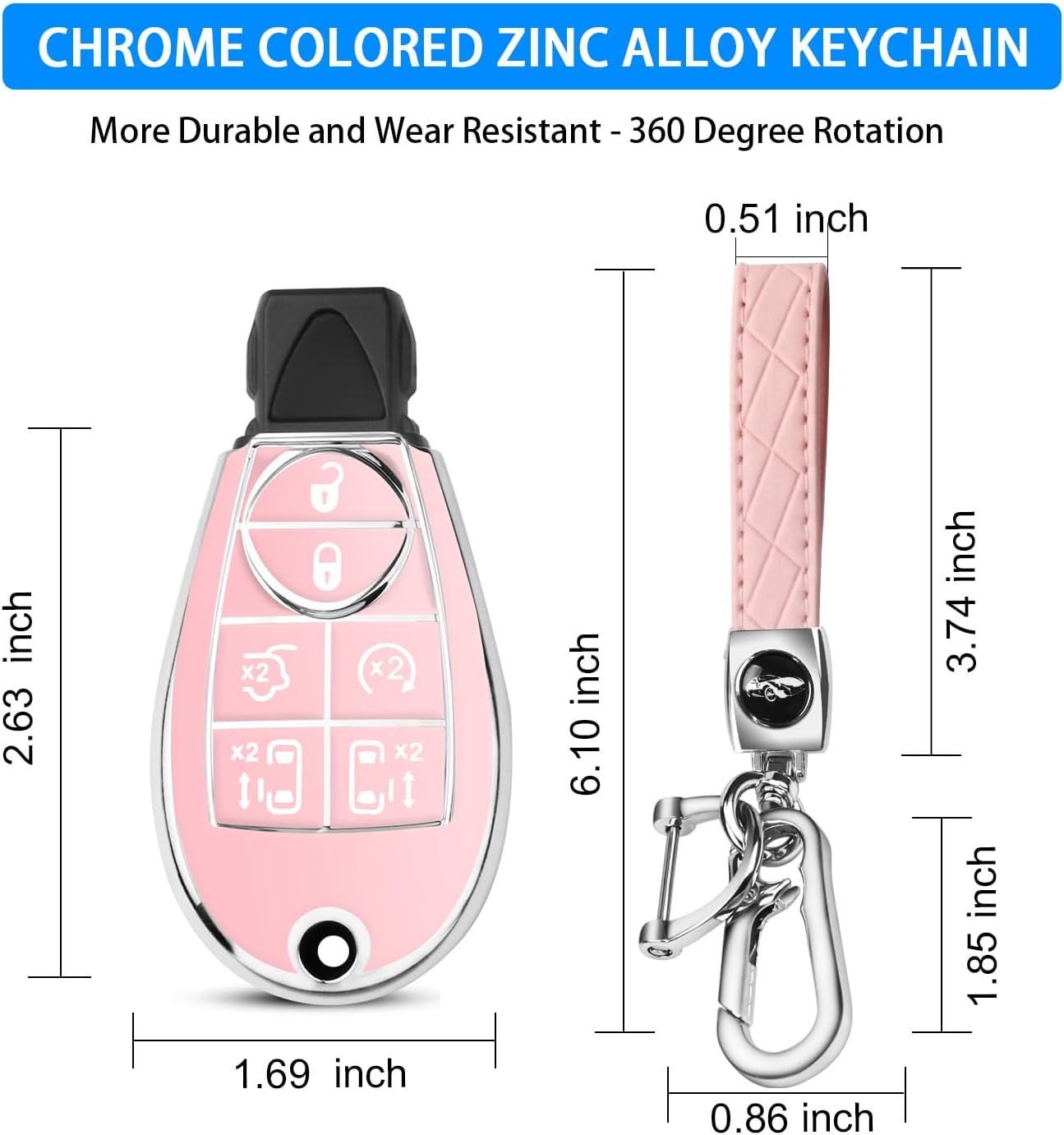 Funda llave TPU suave Dodge Jeep comp Rosa