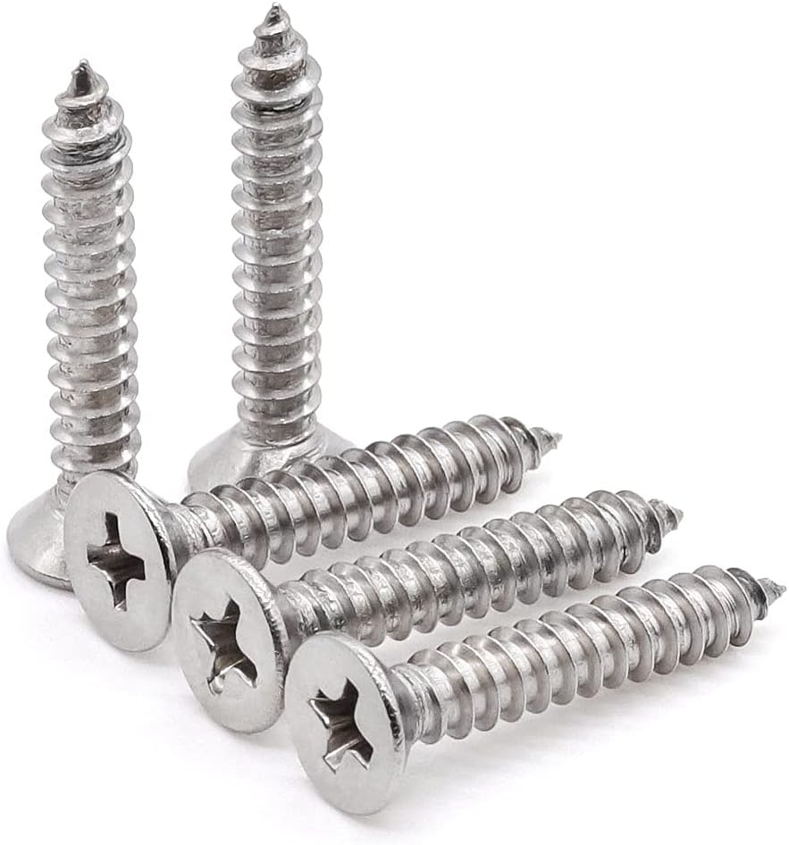 Tornillos madera cabeza plana #14x2.5pulg acero inox 304 30 pzas