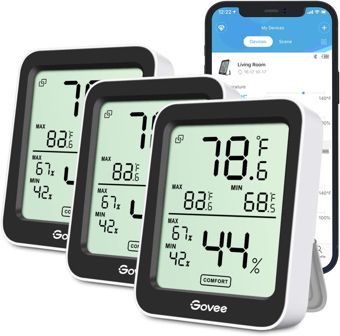 Termómetro higrómetro Bluetooth 3 pzas LCD negro
