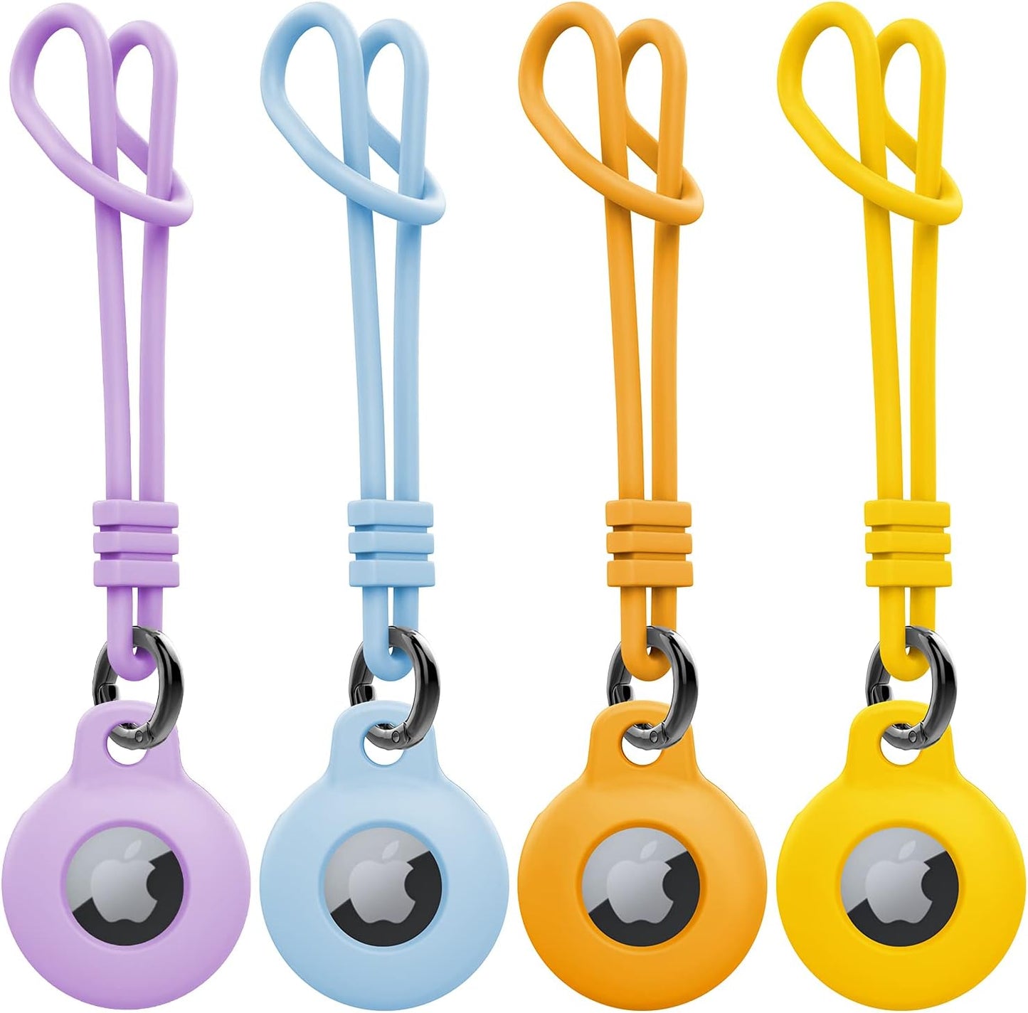 4 Fundas Silicona AirTag 2/1 con Mosquetón Morado Azul