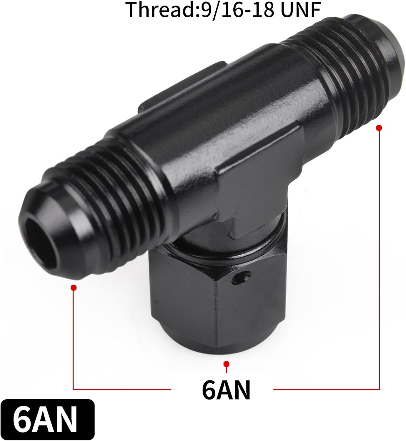 Adaptador T macho 6AN con hembra AN6 giratorio aluminio 2 pzas