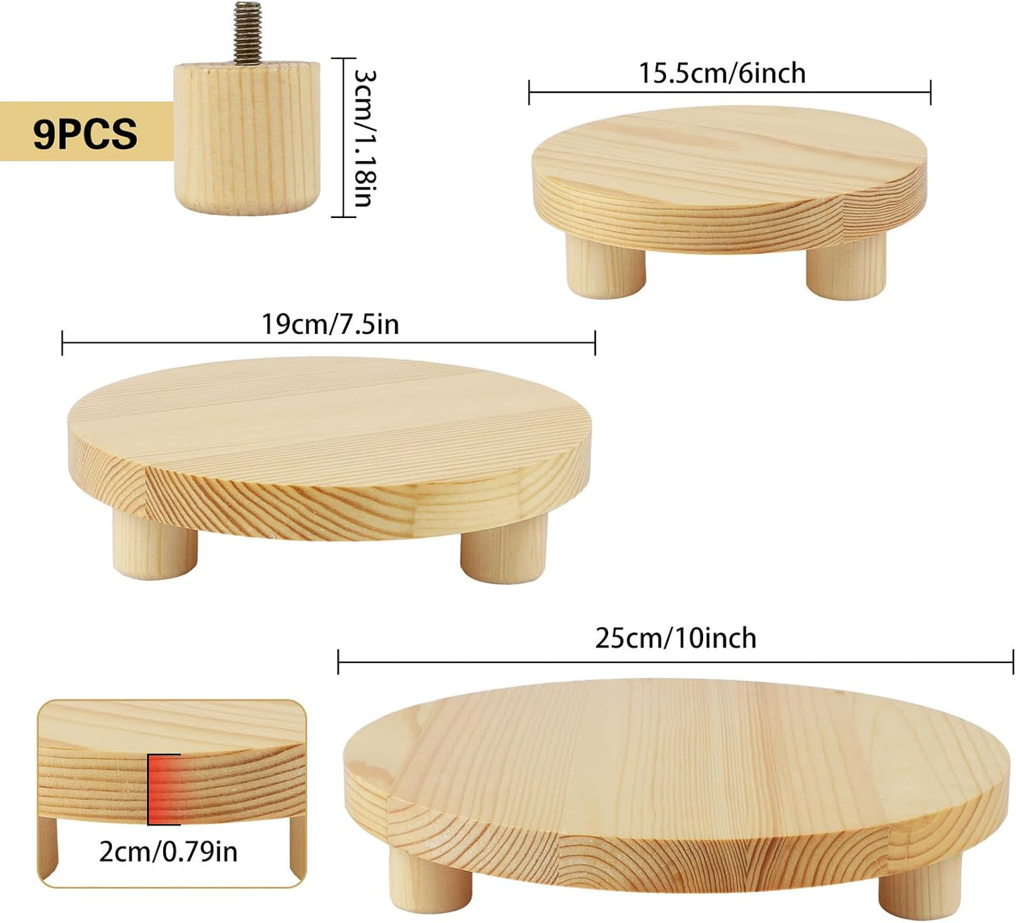 Soporte madera para plantas 3 pzas natural