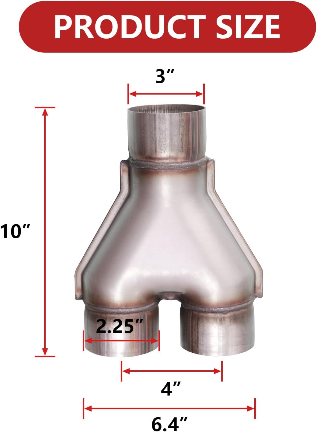 Adaptador tubo escape acero inox 409 3x2.25 10pulg