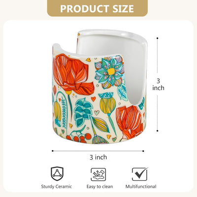 Soporte de esponja para fregadero de cocina y baño con flor roja