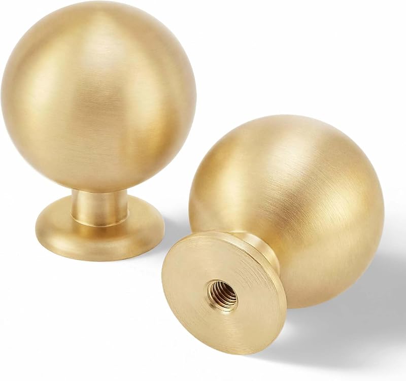 5 Pomos Latón Macizo Dorado 1.2" para Gabinete Cajón Moderno