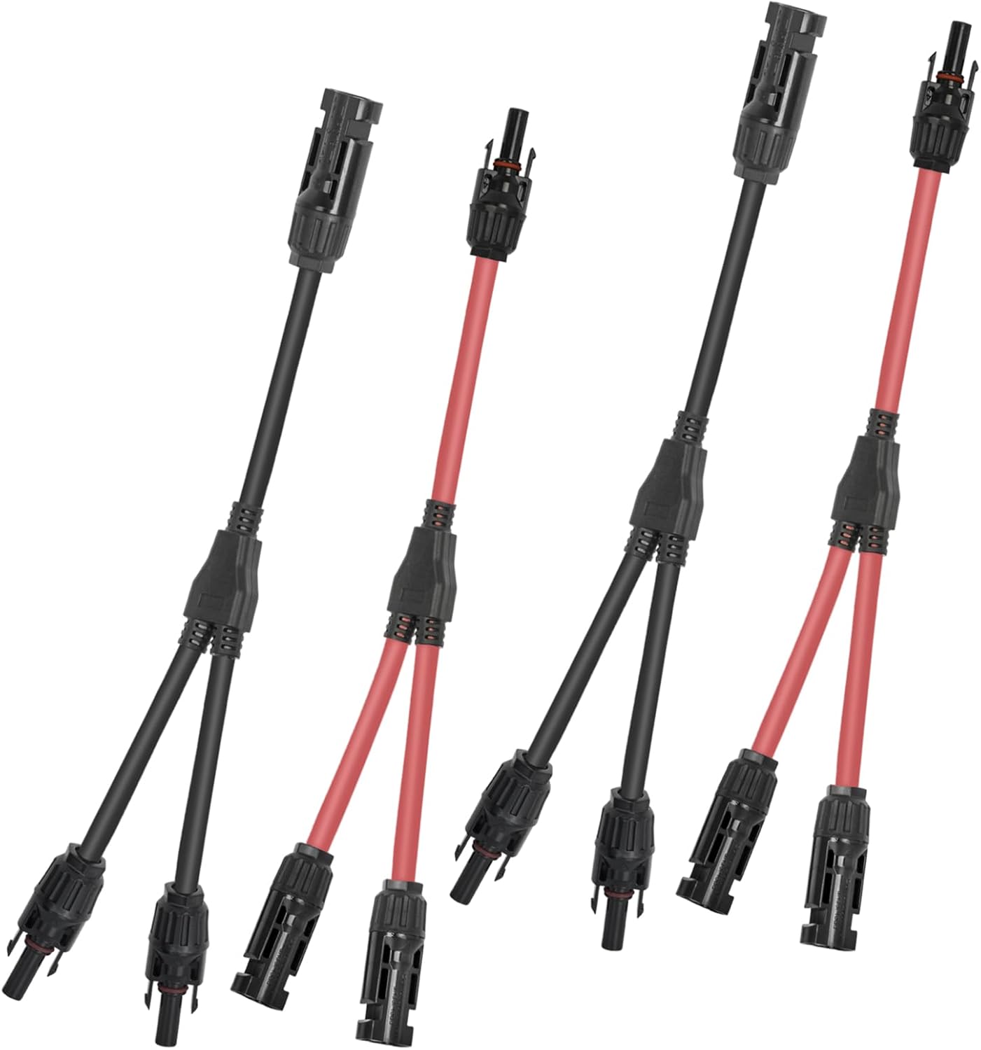 2 Pares Conectores Solares 10 AWG Rama en Y Rojo Negro