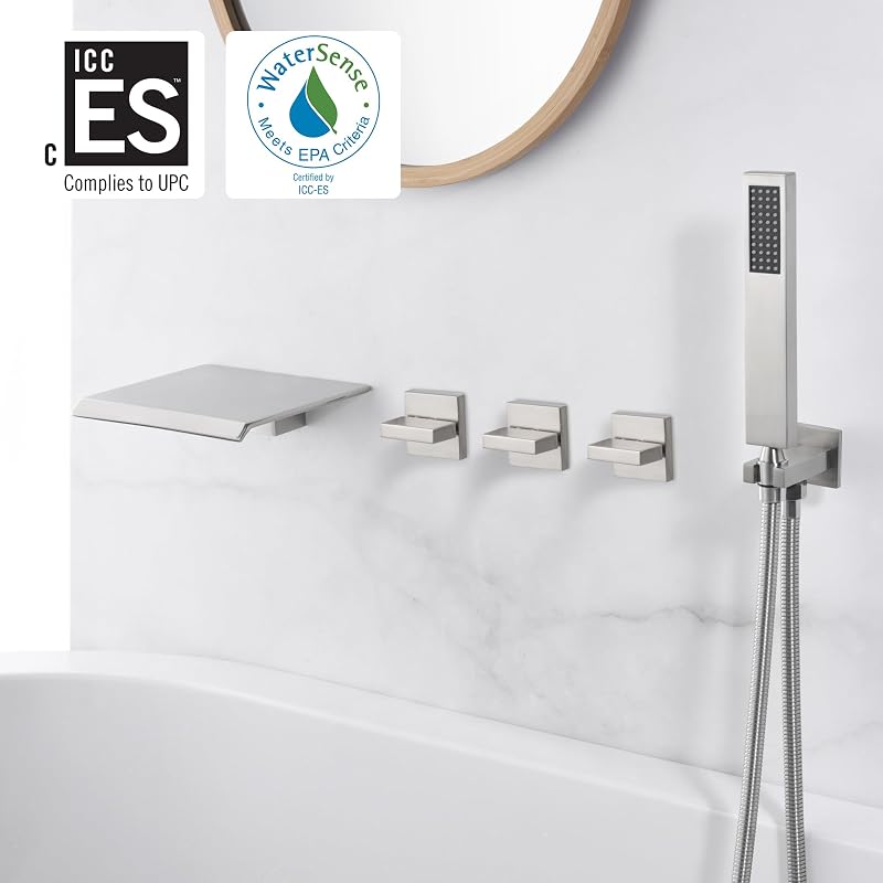 Grifo bañera pared níquel cepillado ducha mano caño