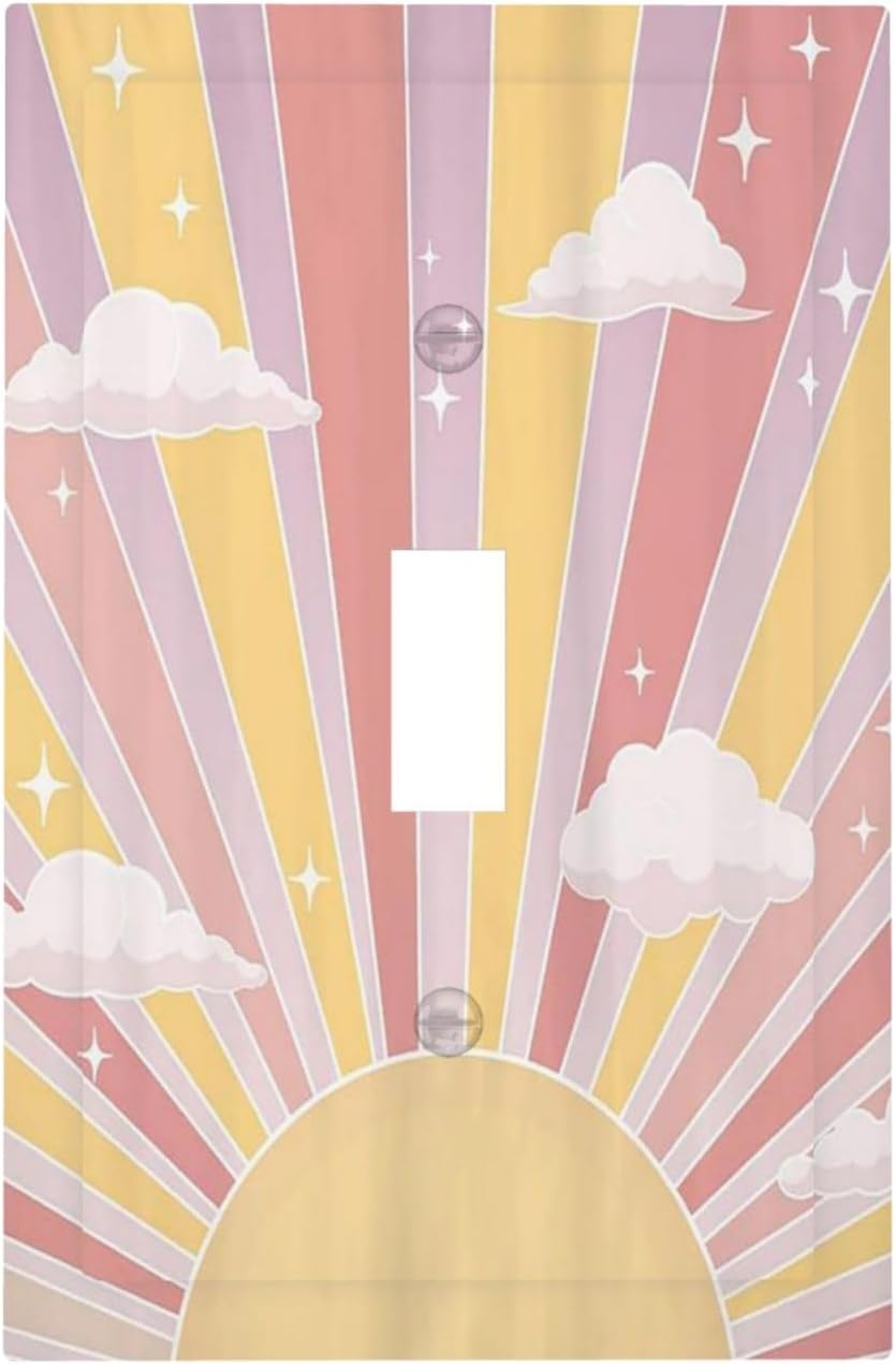 Placa interruptor decorativa boho rosa púrpura estrella nube