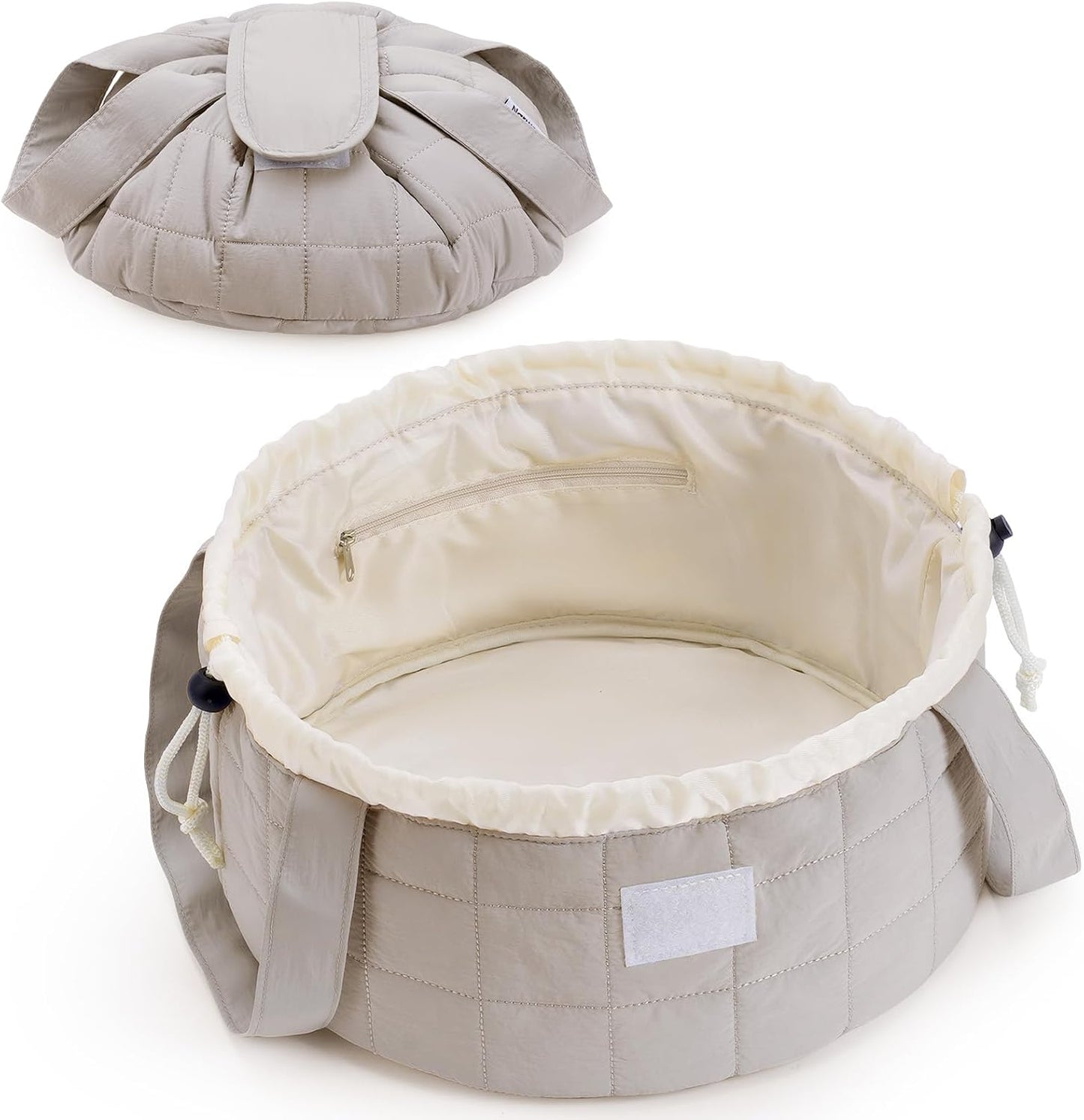 Bolsa maquillaje plana con asa acolchada para mujer y niña