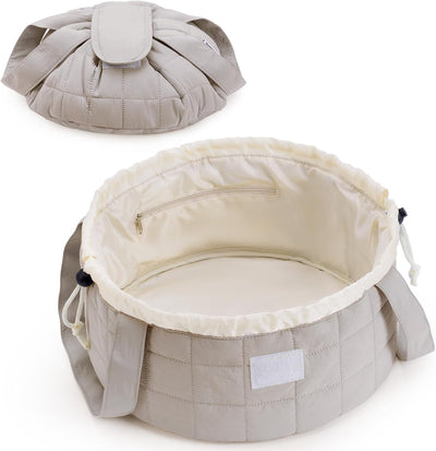 Bolsa maquillaje plana con asa acolchada para mujer y niña