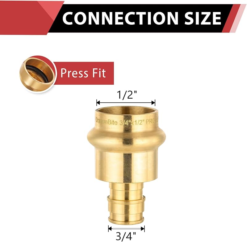 10 Adaptadores Latón 1/2x3/4 pulg PEX-A Cobre