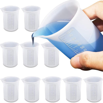 10 Tazas Medidoras Silicón para Resina 3.5oz Antiadherente