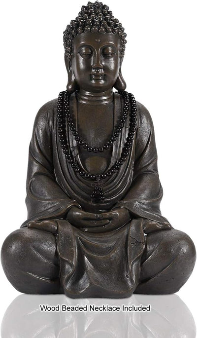 Estatua Buda meditante bronce antiguo 17pulg jardín y hogar