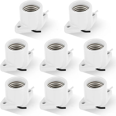 Portalámparas E26 porcelana base roscada 6pulg 8 Pzas
