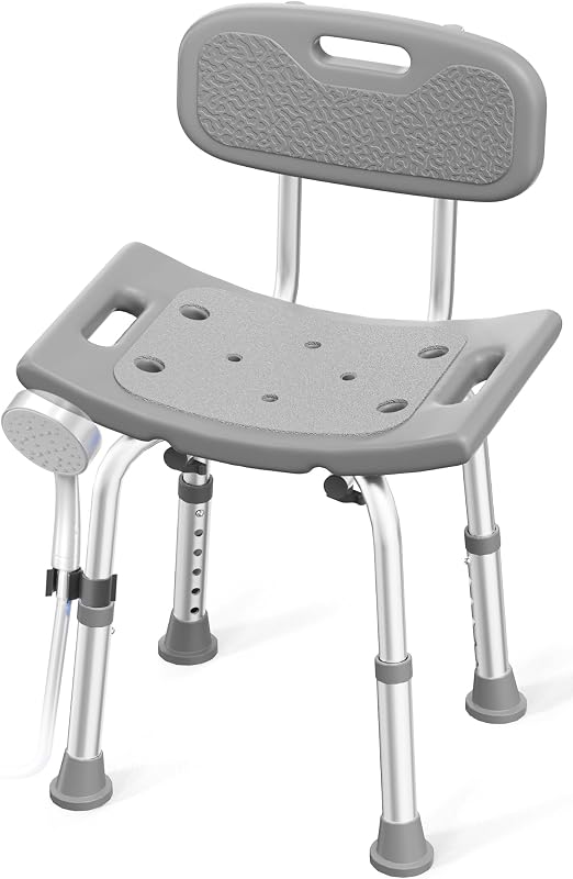 Silla ducha con respaldo extraíble asiento baño 400lb gris