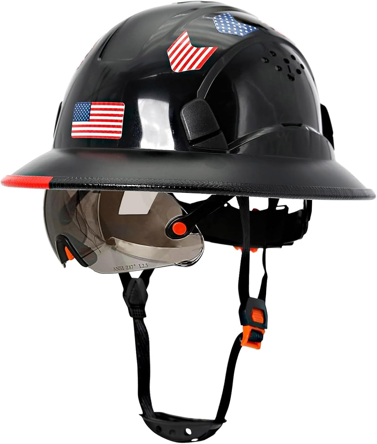 Casco construcción aprobado OSHA con visera transparente