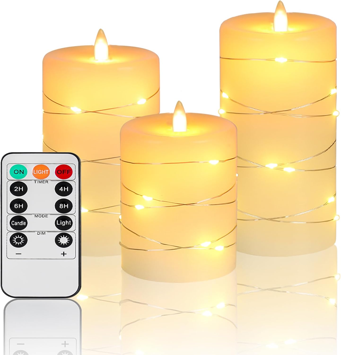 Velas LED sin llama con control remoto 4-6"