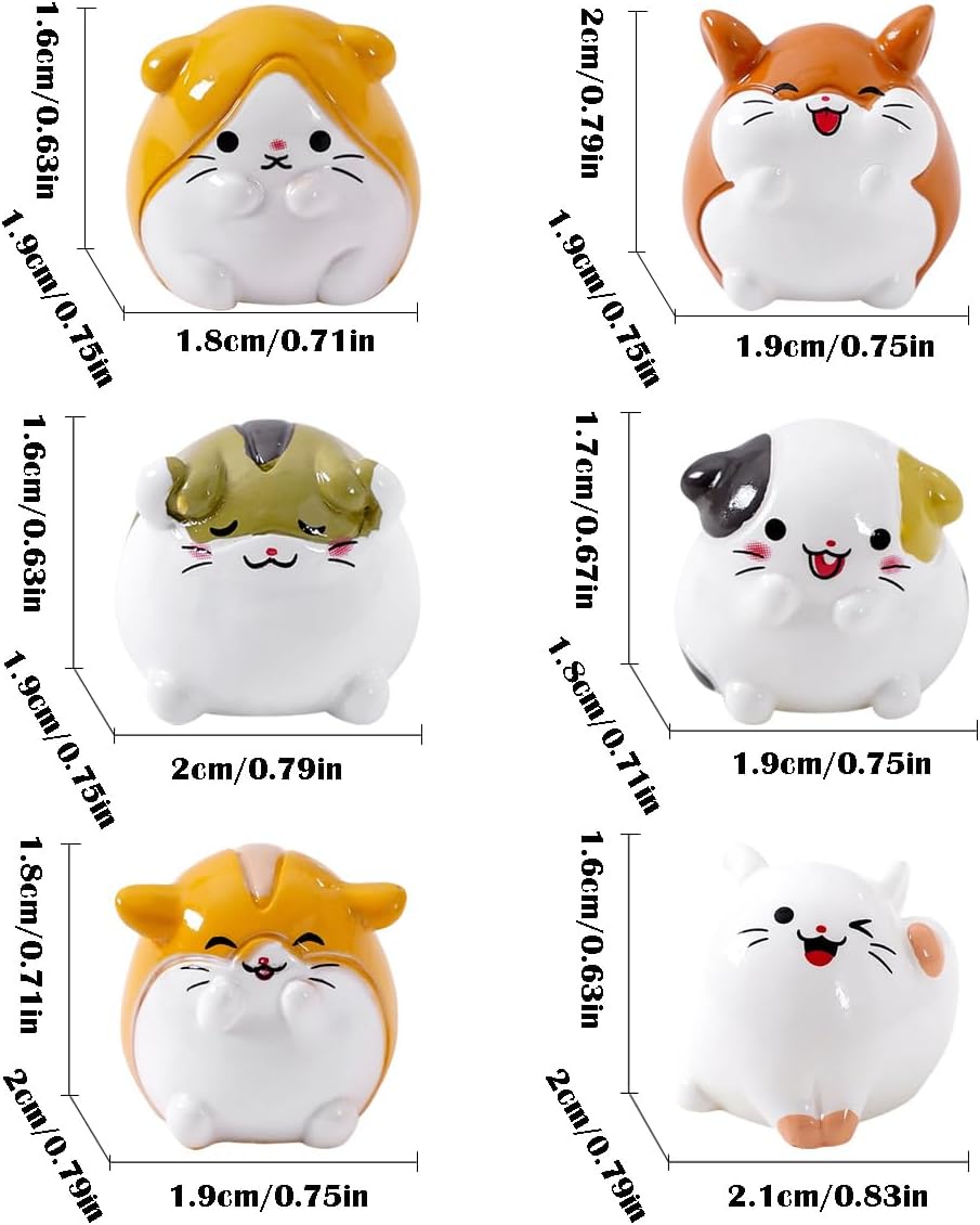 6 Mini Hamster Resina Accesorios Coche Decoración Espejo