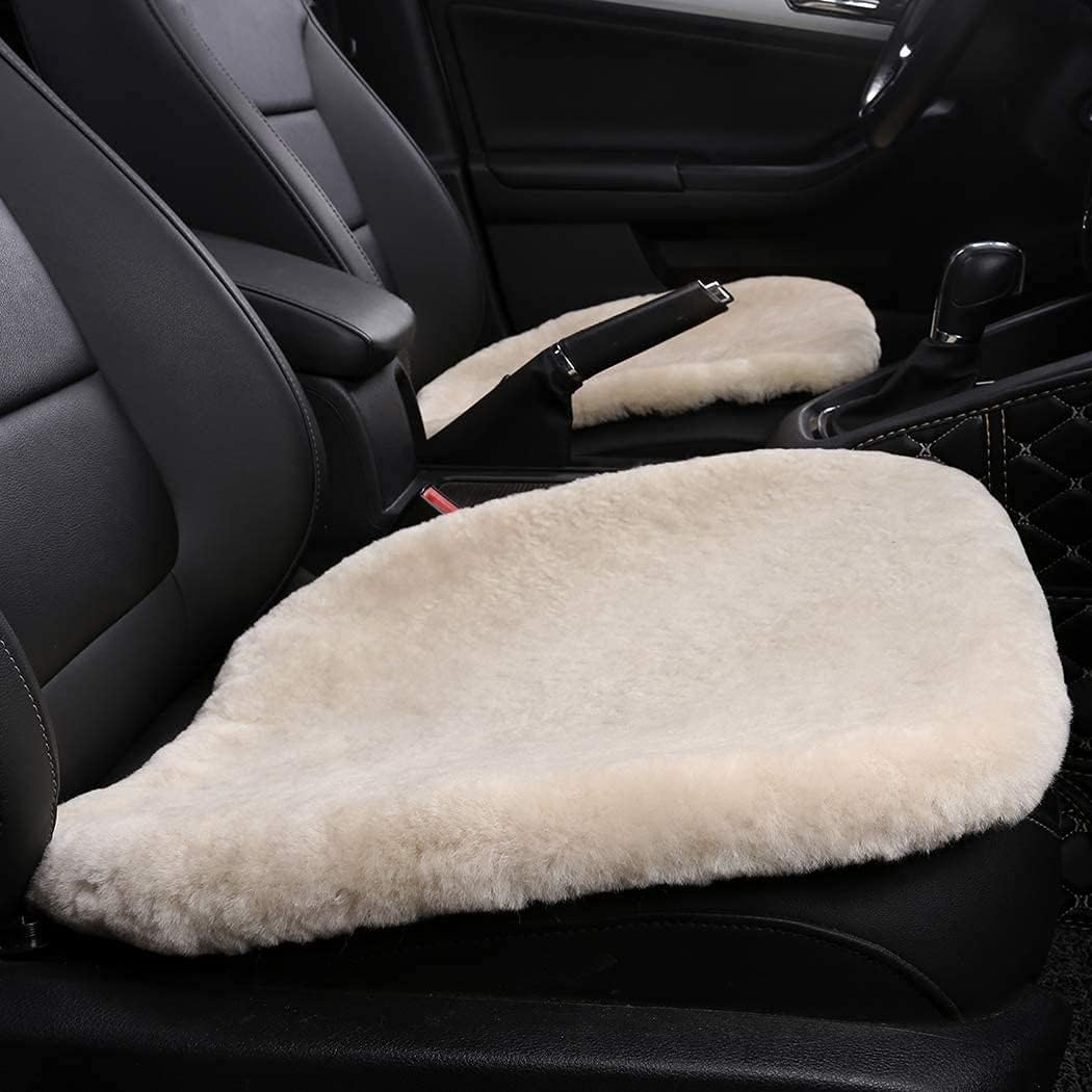 Funda asiento coche piel oveja suave antiderrap perla 20x20