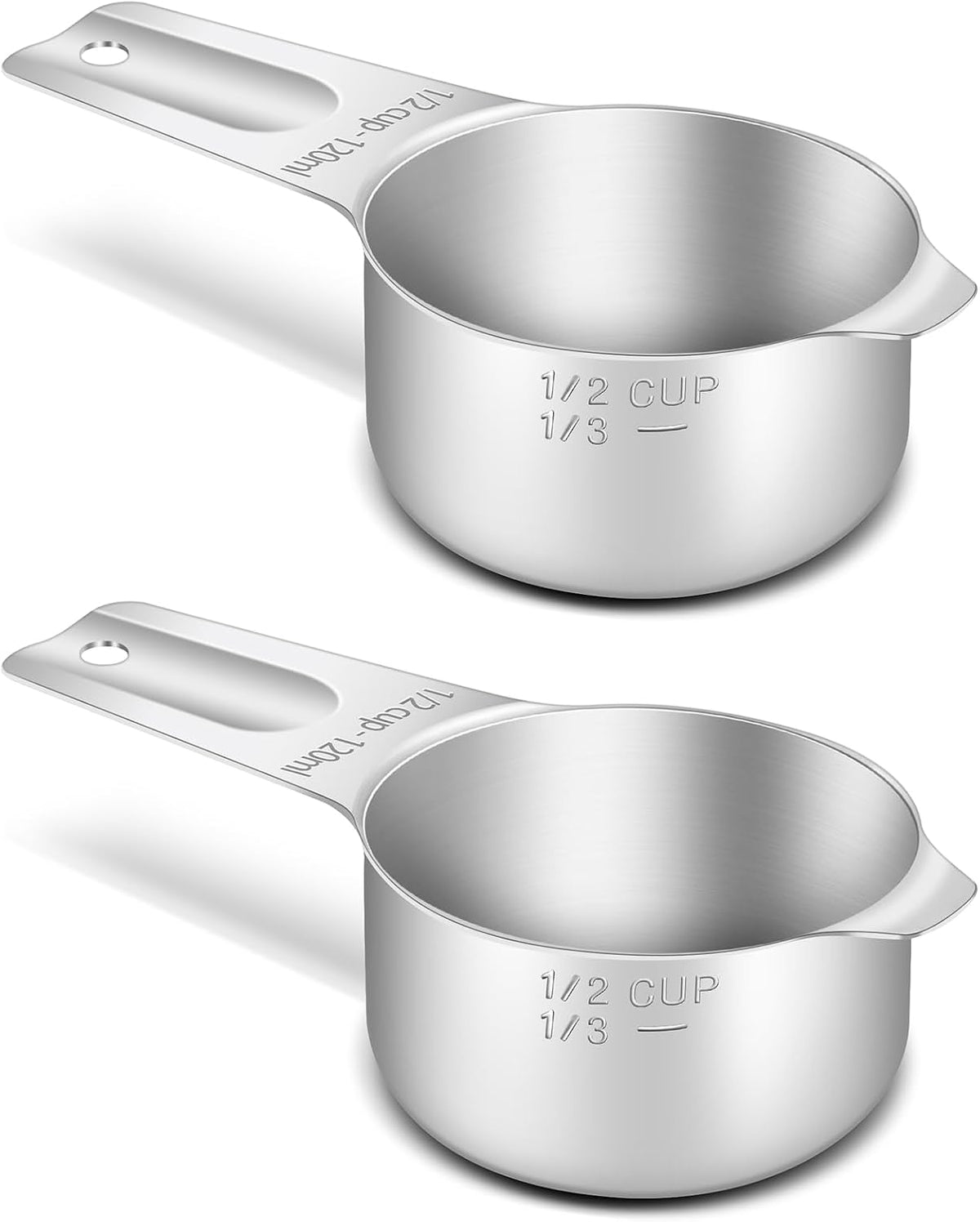 2 Pzas Tazas Medidoras Acero Inox 1/2 Taza