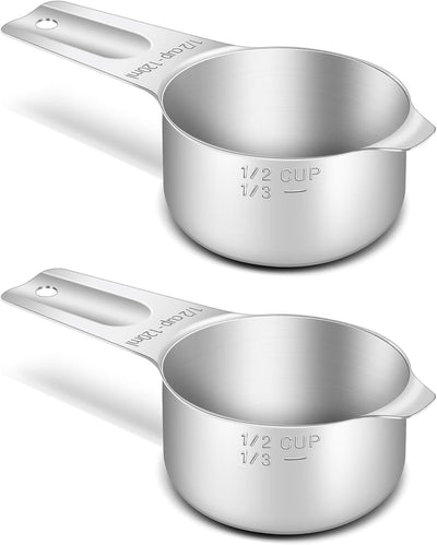 2 Pzas Tazas Medidoras Acero Inox 1/2 Taza