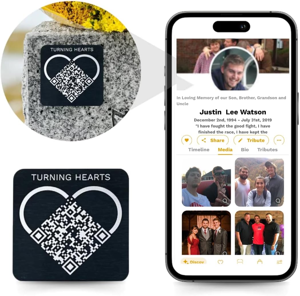 Medallón QR para lápida con enlace a tributo personalizado