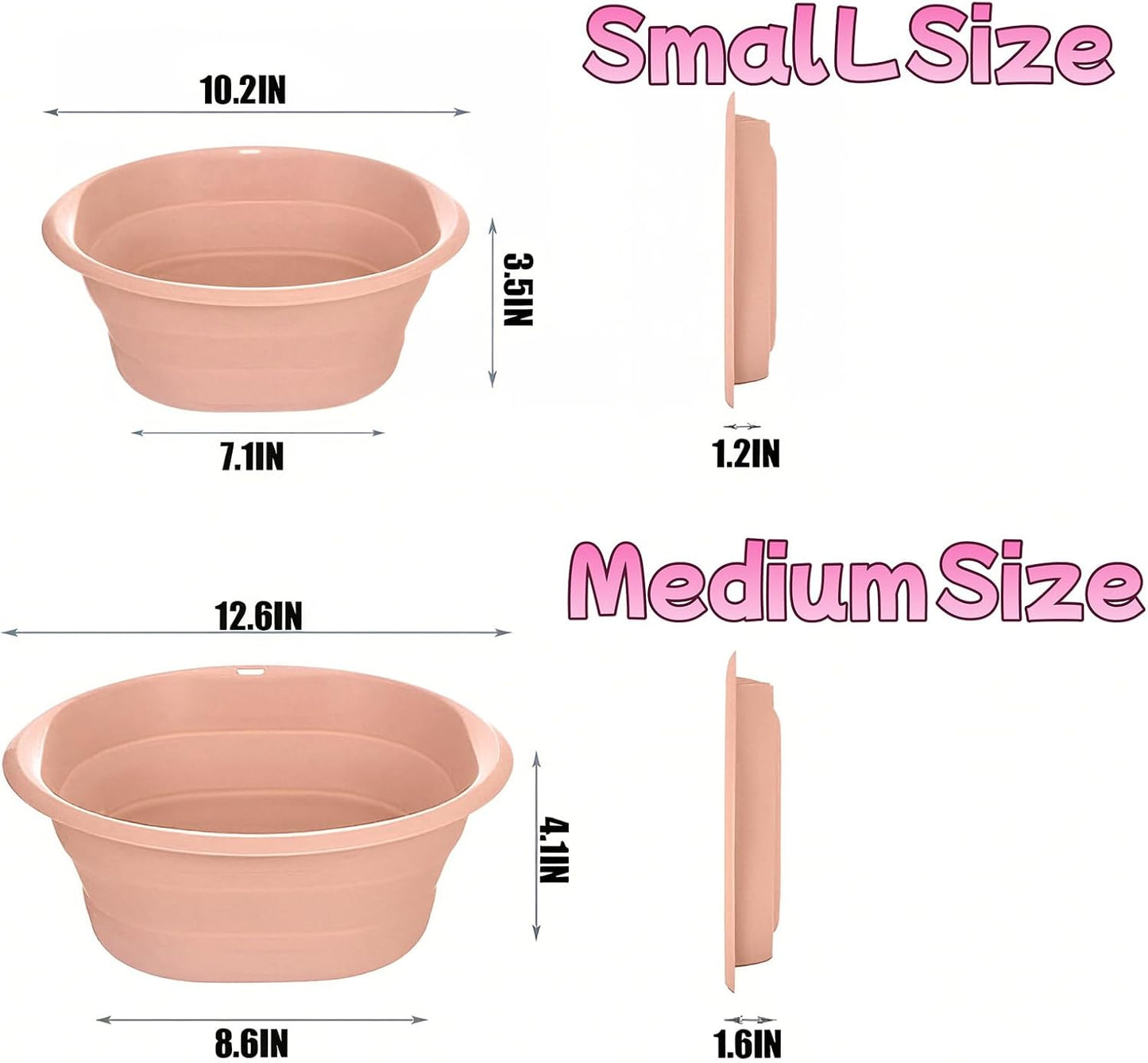 4 Lavabos Plegables 2.5-4.5L Cesta Plástico