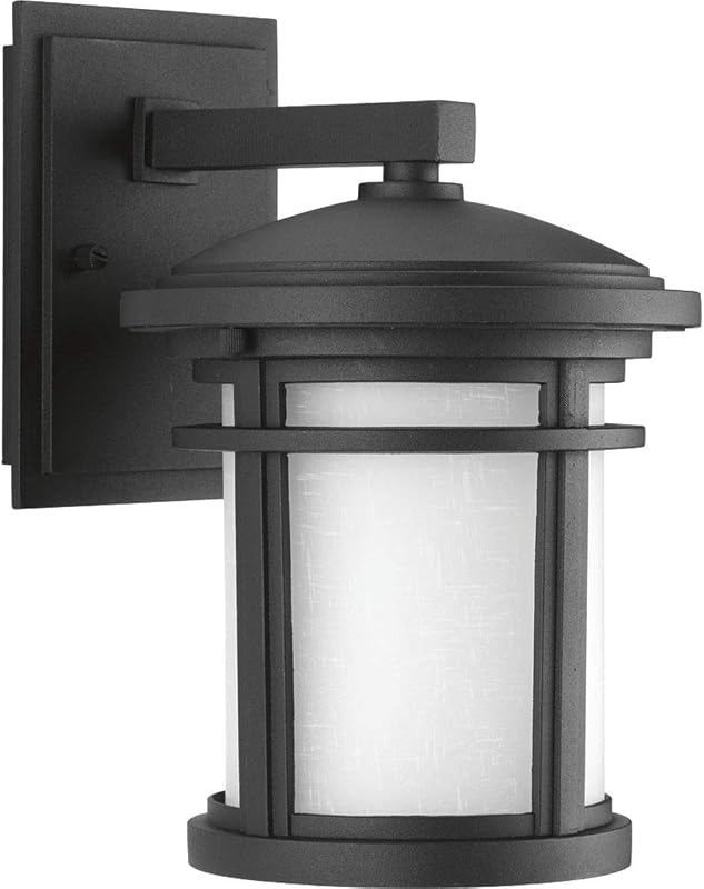 Farol pared lino blanco grabado 1 luz color negro