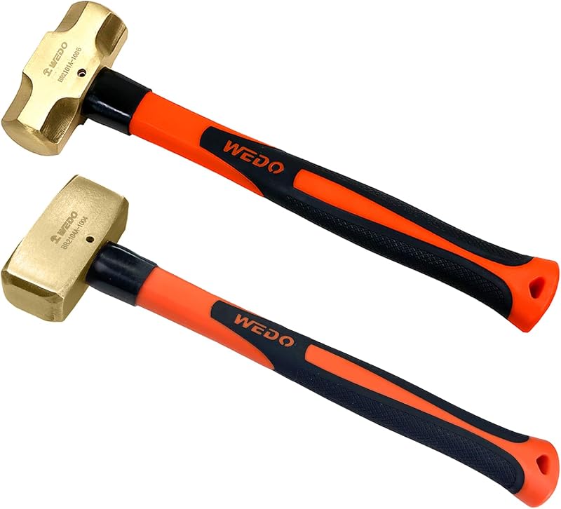 Set 2 Pzas Martillo Latón 4libras Mango Fibra Vidrio