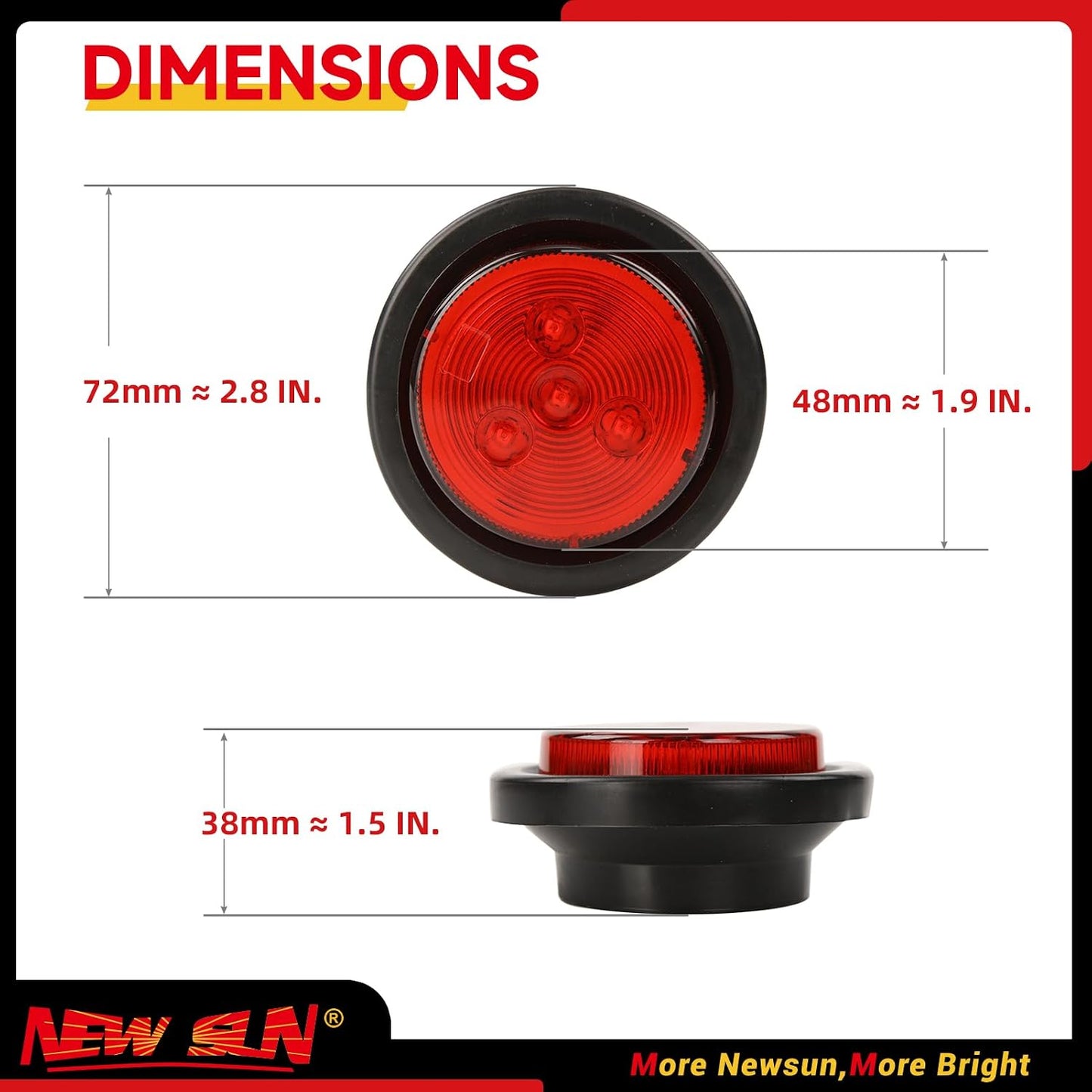 Luces remolque LED redondas 2" 12V impermeables con arandela