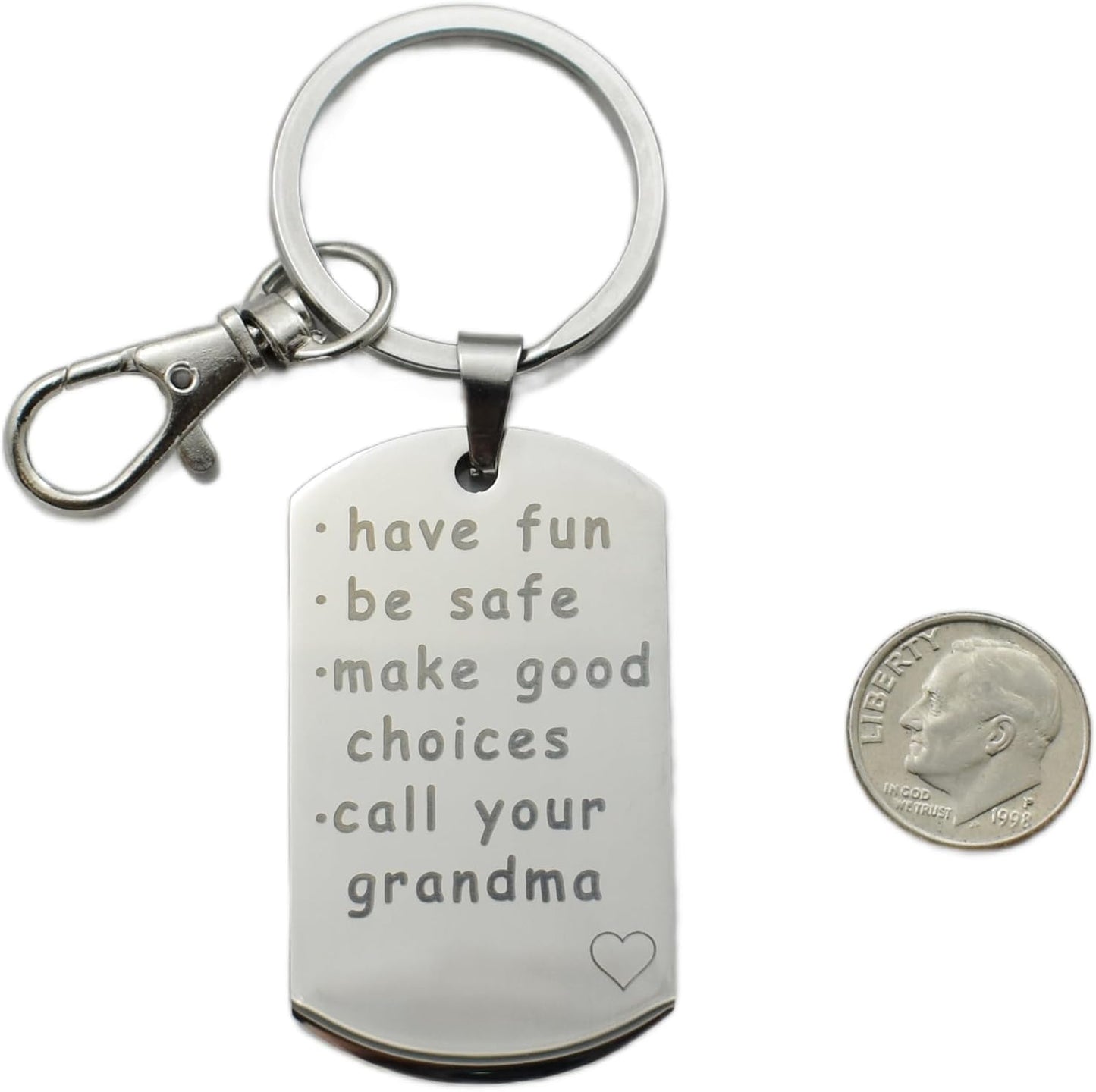 Llavero acero inox con texto Call Your Grande 1.969x1.102"