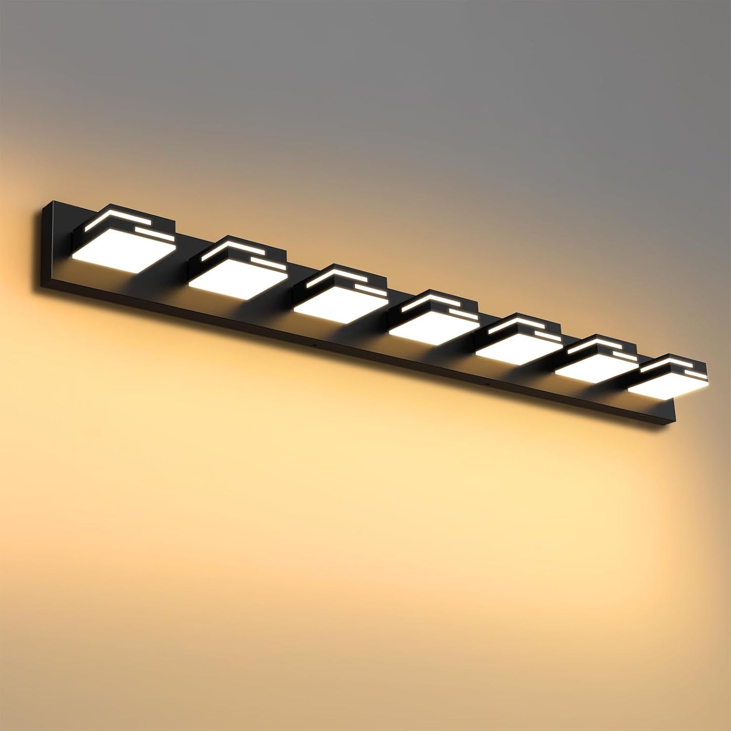 Lámpara LED baño 7 luces 5CCT negro mate giratorios