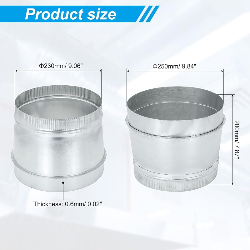 Reductor conducto 10 a 9" acero galvanizado HVAC