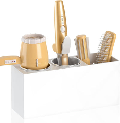 Organiz. herramientas peinado pared soporte baño blanco