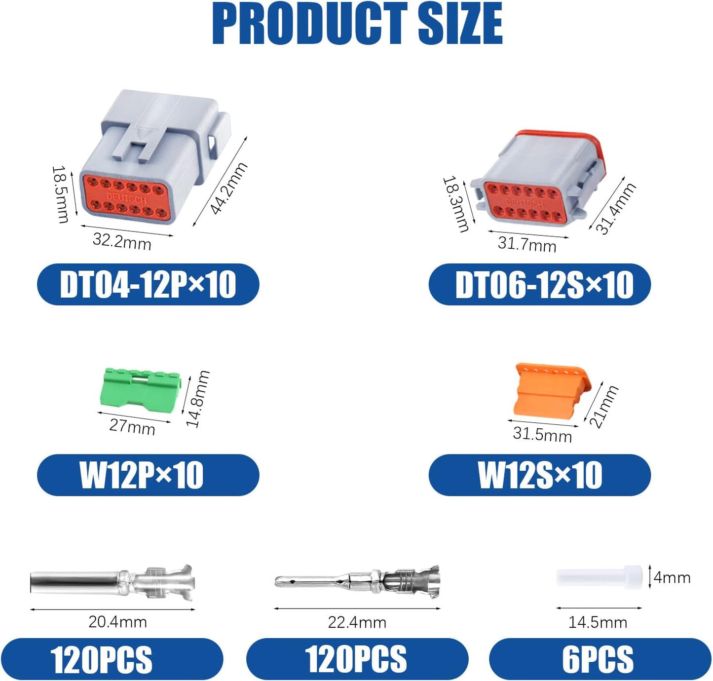10 Set Conectores Deutsch DT 12 Pines Grises 286 Pzas