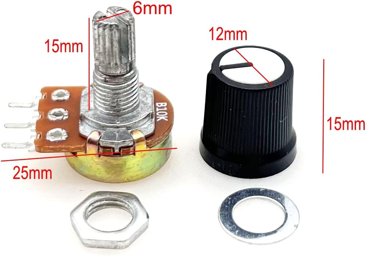 10 Potenciómetros B10K Ohm Eje 0.236pulg Giratorio Con Tapa