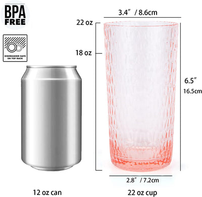 6 Pzas Vasos Acrílicos Forma Panal 22oz Rosa Coral