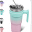 Vaso térmico acero inox 20oz con asa tapa pajita