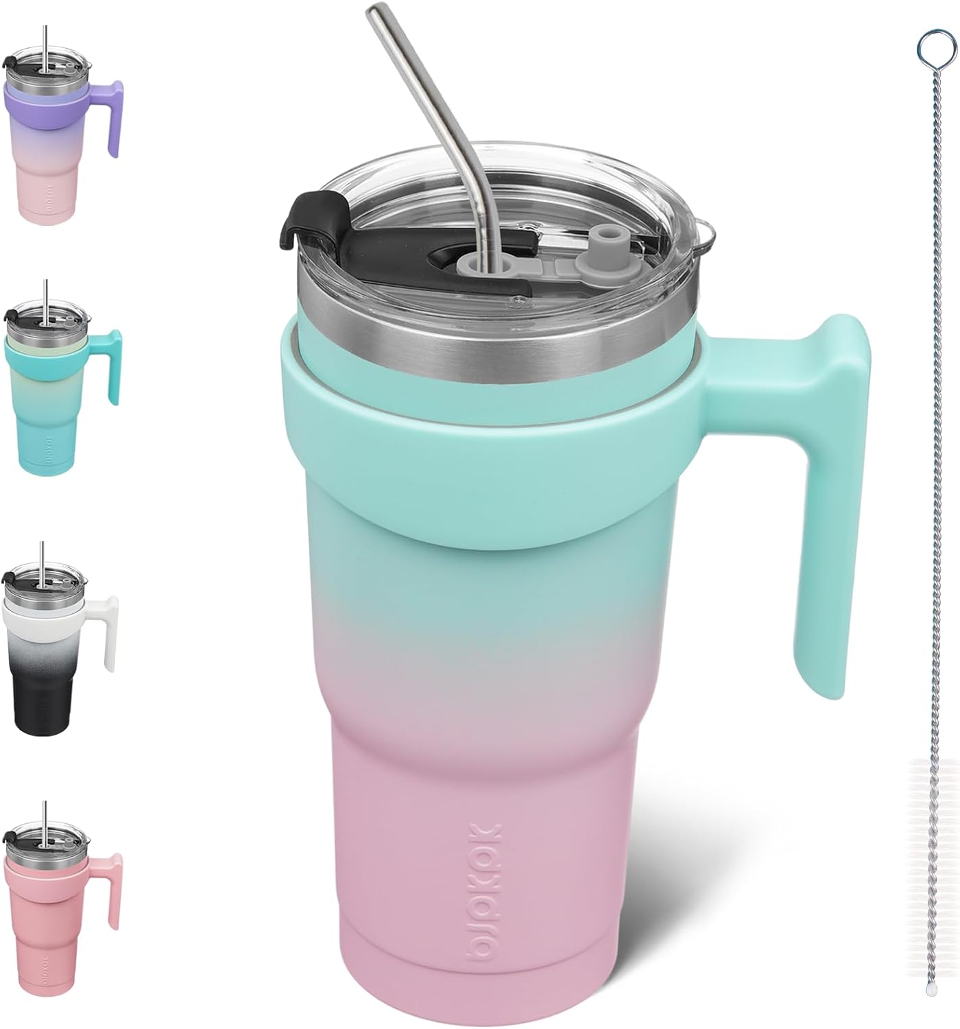 Vaso térmico acero inox 20oz con asa tapa pajita